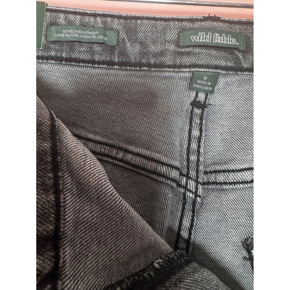 Wild Fable Womens 90s Relaxed Straight High Rise Grey Acid Wash Jeans Size 12 - Picture 3 of 4